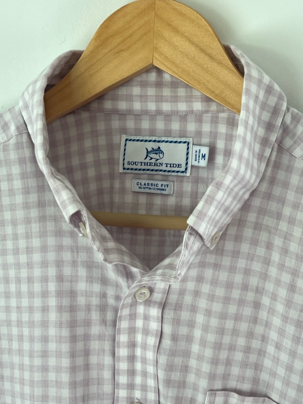 Southern Tide Men's Button-Down Gingham Shirt -lavender/white‎